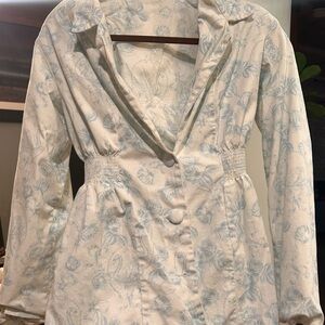 For Love And Lemons White and Blue Floral Dress